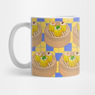 Dim Sum Funky Hong Kong Street Food with Blue and Yellow Tile Floor - Pop Art Mug